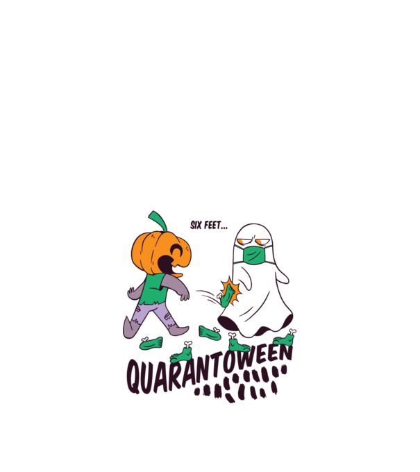 Quarantoween model alb pe tricou