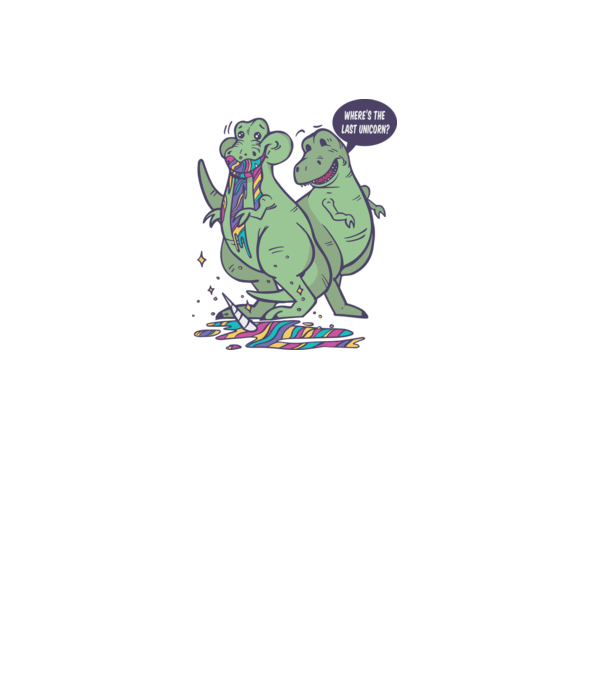 T-rex a mâncat unicornul model alb pe tricou