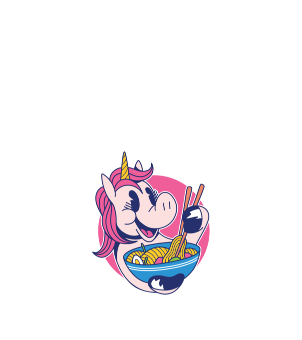 Unicorn Ramen model negru pe tricou