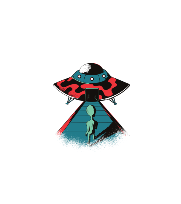 Alien Ufo model negru pe tricou