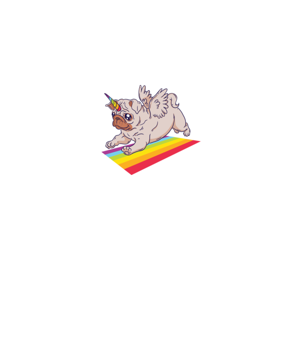 Pugicorn - mops unicorn model albastru închis pe tricou