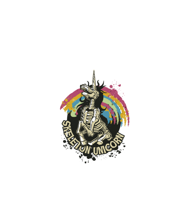 Schelet unicorn model alb pe tricou