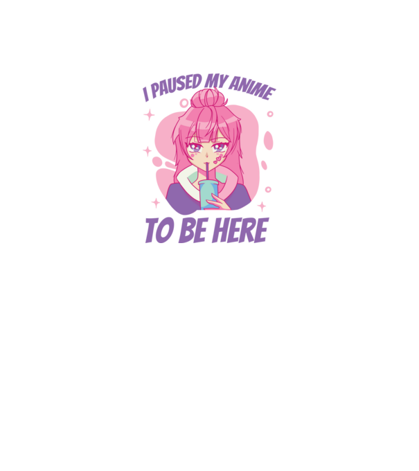 I paused my Anime to be here model albastru închis pe tricou