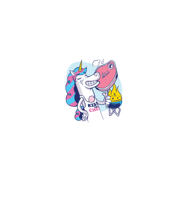 Unicorn Steak BBQ model alb pe tricou
