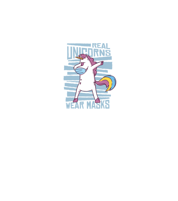Unicorn DAB Mască model albastru închis pe tricou
