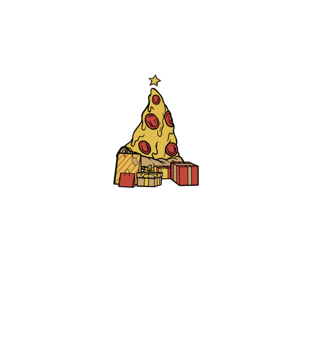 Pizza pom de Crăciun model albastru închis pe tricou