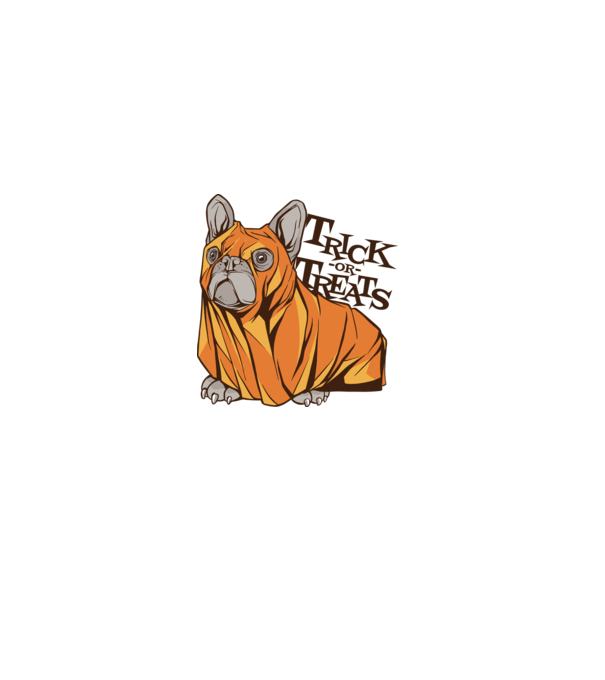 Trick or Treat Mops Halloween model alb pe tricou