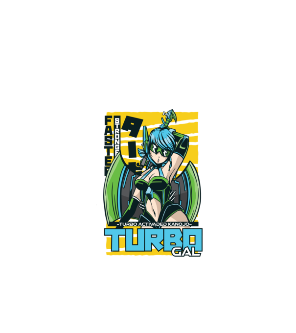 Turbo Gal Anime model alb pe tricou