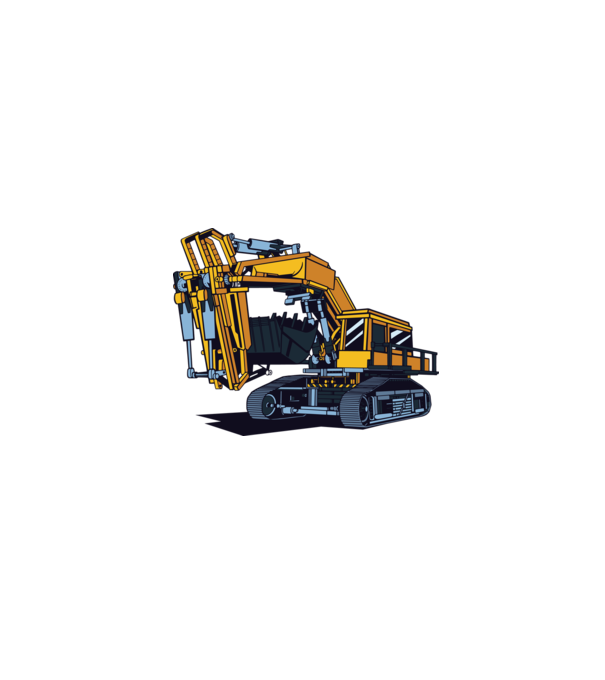 Excavator model gri pe tricou