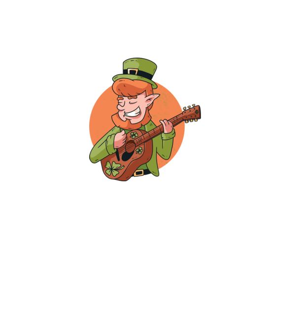 Chitarist Leprechaun irlandez St Patrick model verde pe tricou