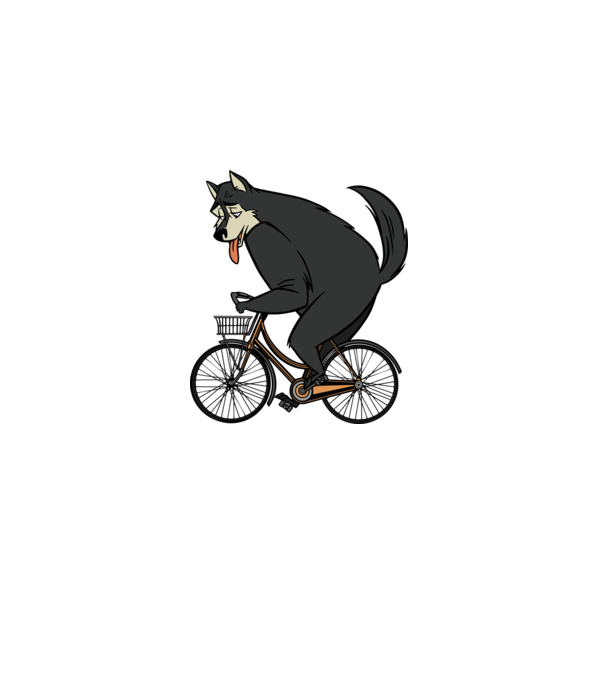 Lup pe bicicletă model alb pe tricou