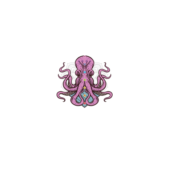 Yoga Octopus model negru pe tricou