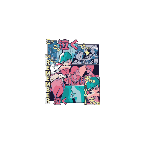Anime Vaporwave benzi desenate model alb pe tricou