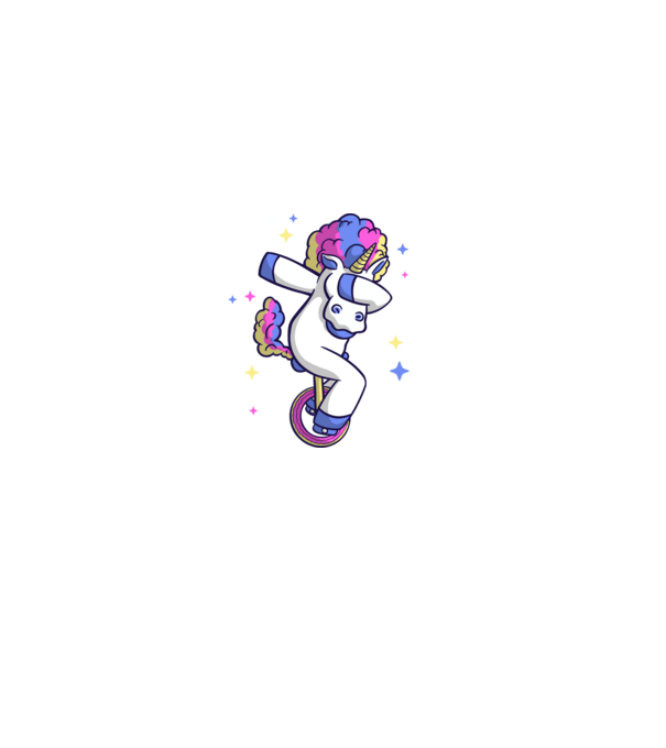 Unicorn pe monociclu model negru pe tricou