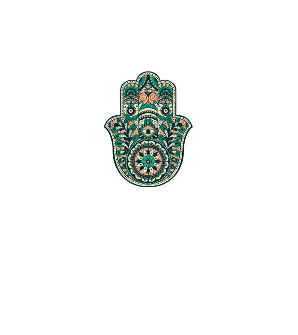 Mână Hamza - Mâna lui Dumnezeu Mandala model alb pe tricou