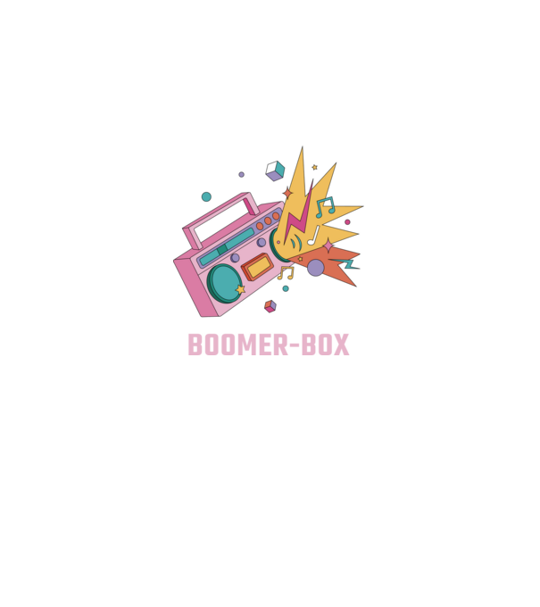 Boomer Box Magnetofon Retro model negru pe tricou