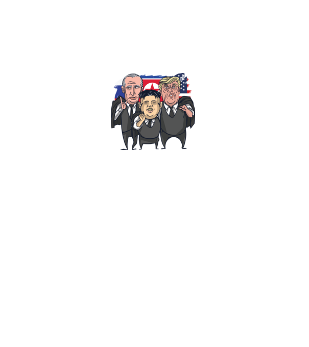 Trump, Putin, Kim - trei prieteni buni model alb pe tricou
