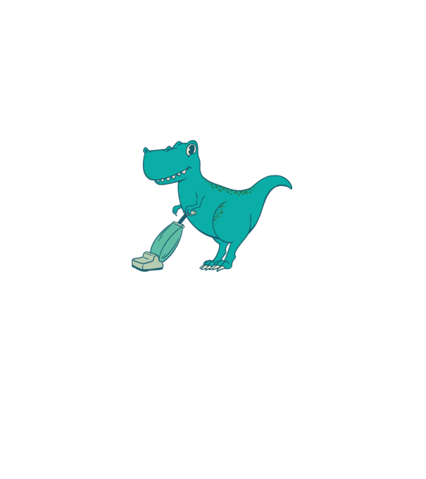T-rex făcând curățenie model alb pe tricou