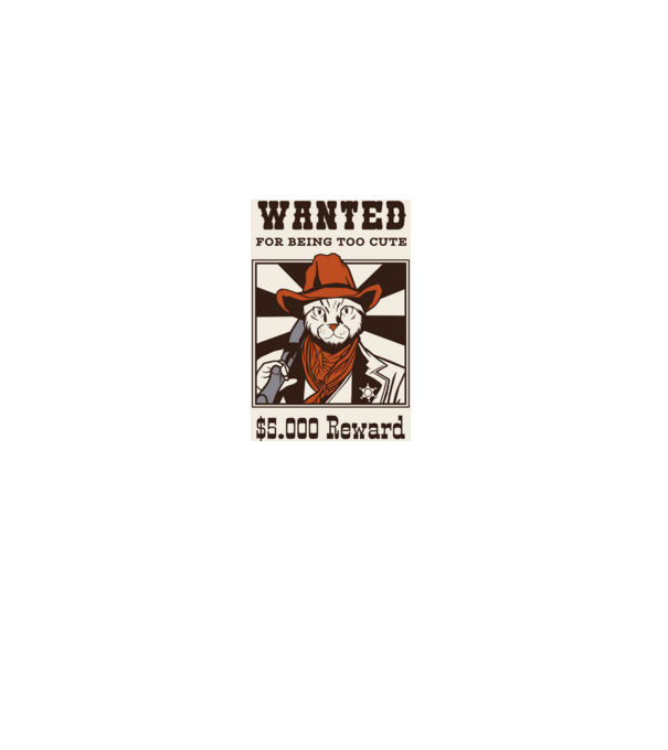 Wanted for being too cute Cowboy cu pisică model negru pe tricou