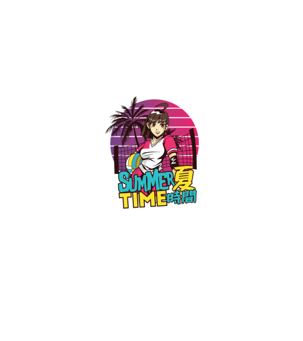 Summer Girl Anime Fată Manga model negru pe tricou