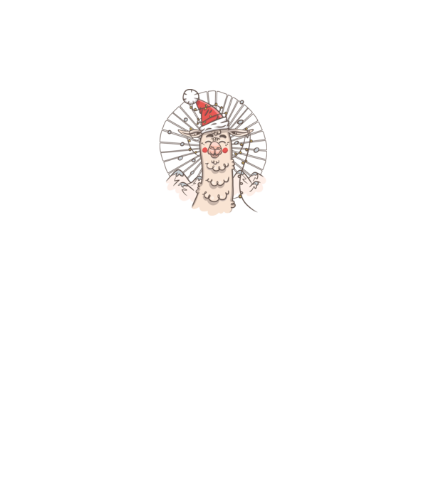 Llama de Crăciun model alb pe tricou