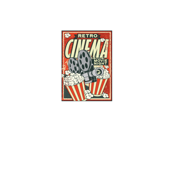 Afiș cinema retro model gri pe tricou