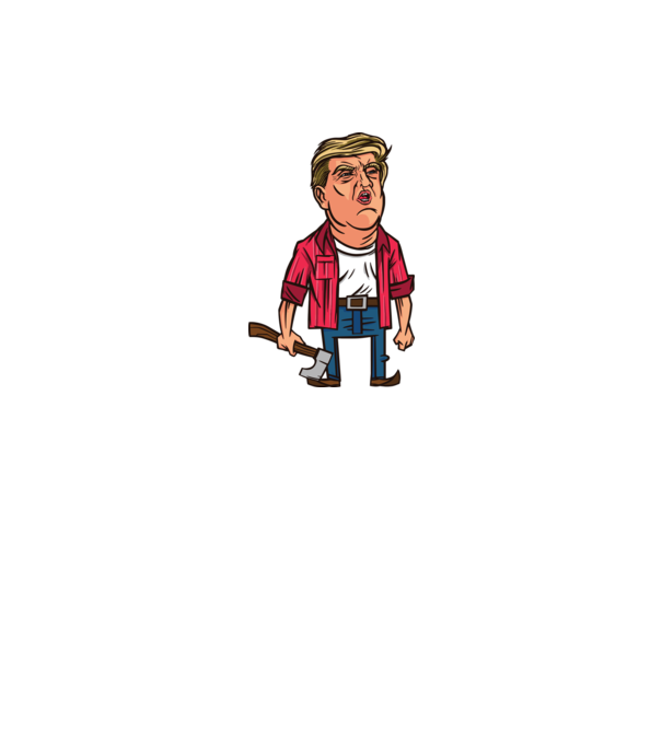 Trump tăietor de lemne model alb pe tricou