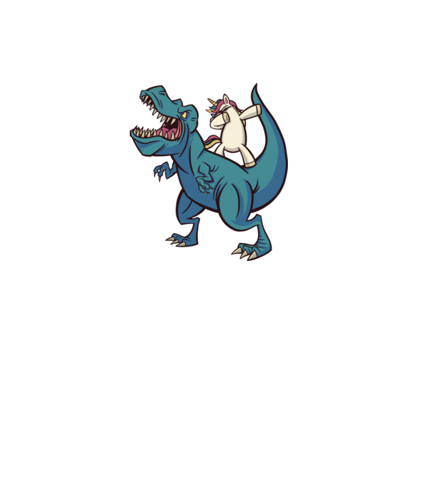 Unicorn DAB T-rex model gri pe tricou