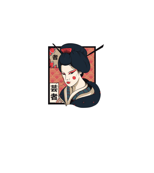 Geisha Japonia model alb pe tricou