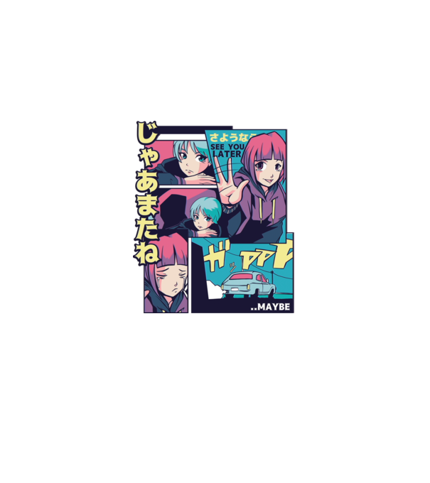 Anime Vaporwave See you Later model alb pe tricou