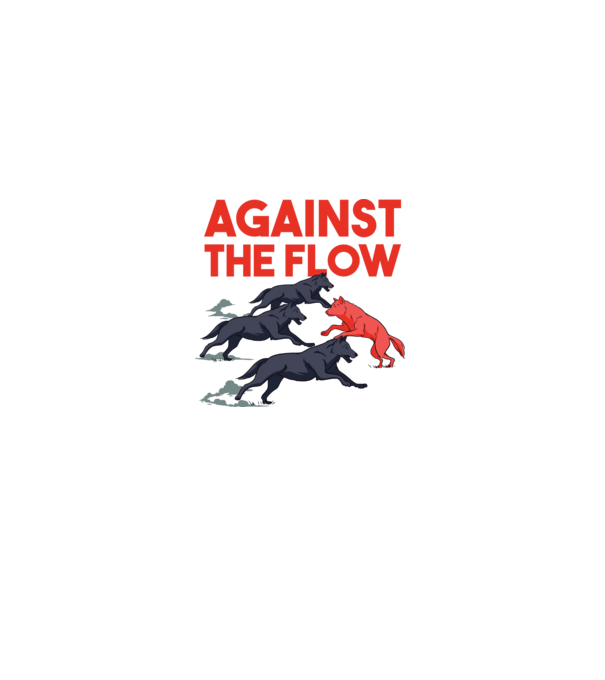 Against the flow - Împotriva curentului model alb pe tricou