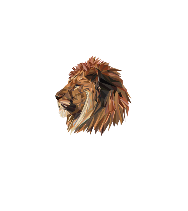 lion polygon model gri pe tricou