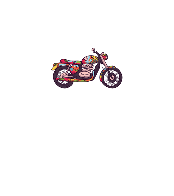 Motociclist Hippi model negru pe tricou