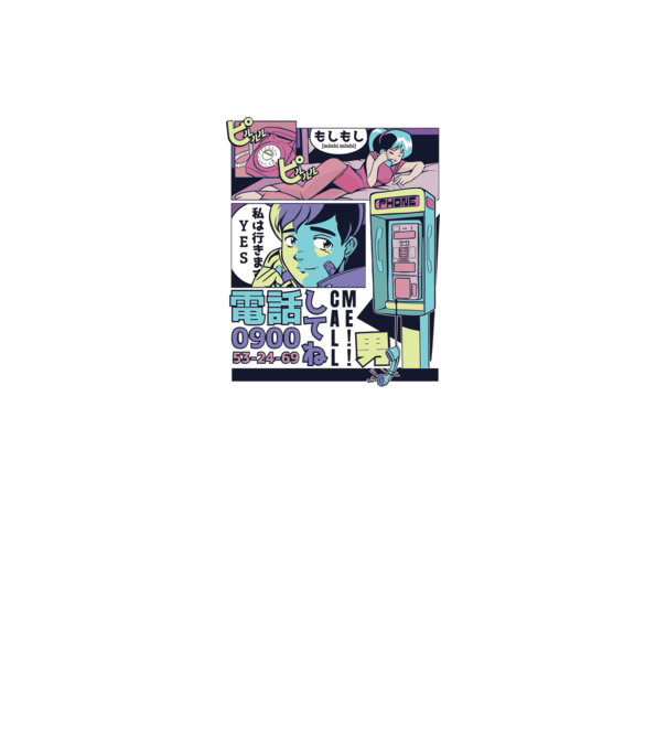 Anime Vaporwave benzi desenate model alb pe tricou