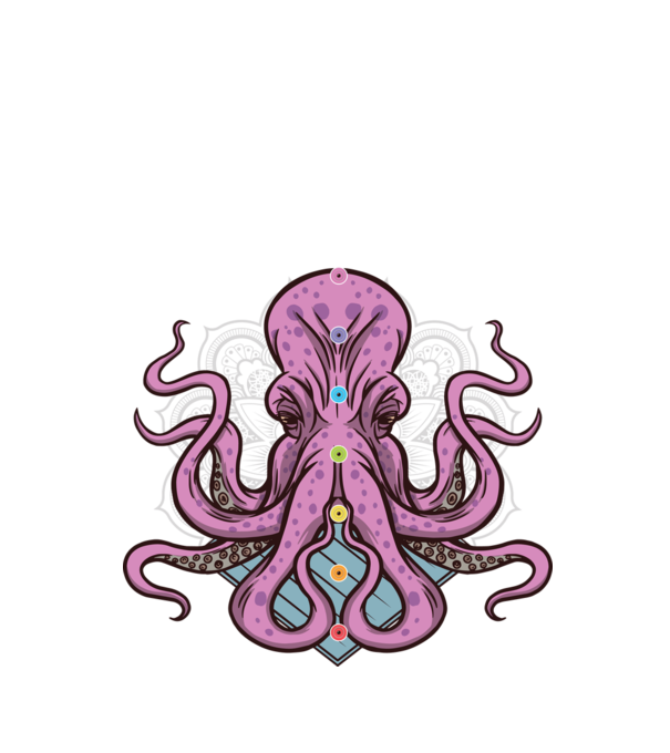 Yoga Octopus model negru pe tricou