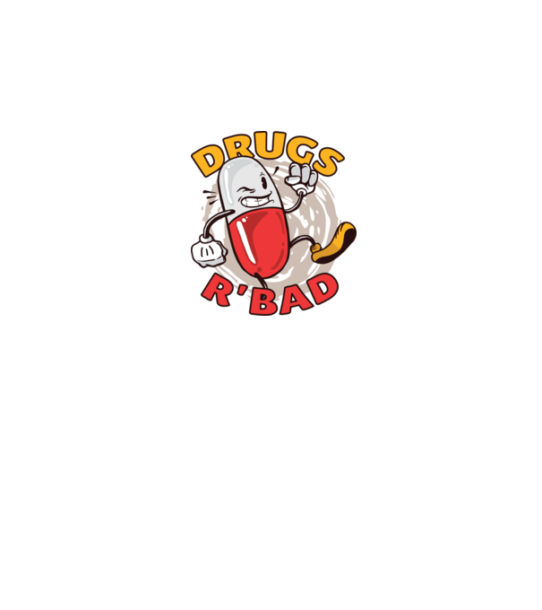 Drogurile sunt rele model alb pe tricou