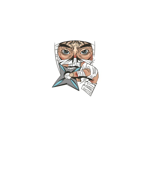 Cap de ninja model negru pe tricou