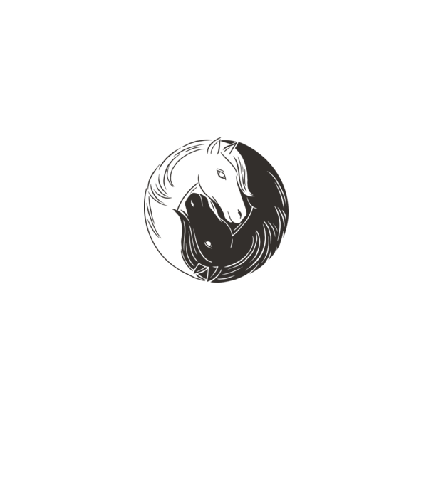 Călăreț Yin Yang model alb pe tricou