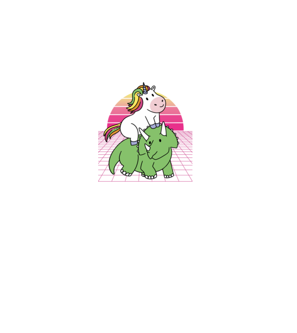 Unicorn pe dinozaur retro model albastru închis pe tricou