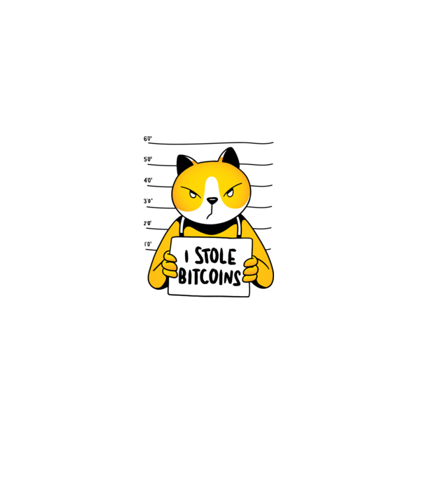 Pisică hoață Bitcoin model albastru deschis pe tricou
