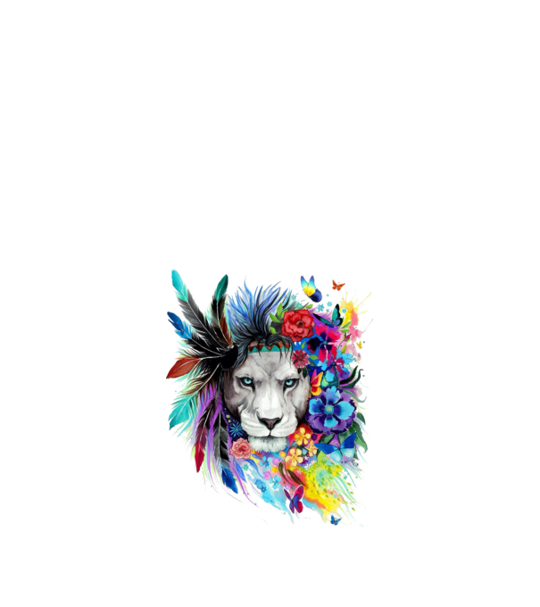 lion color jungle model alb pe tricou
