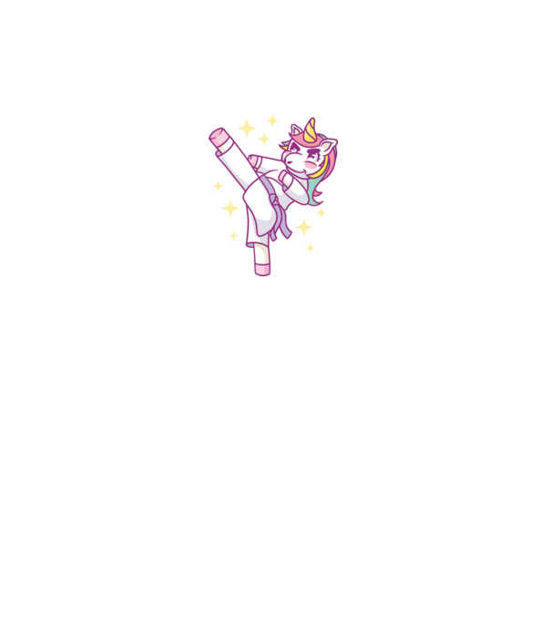 Karate unicorn model alb pe tricou