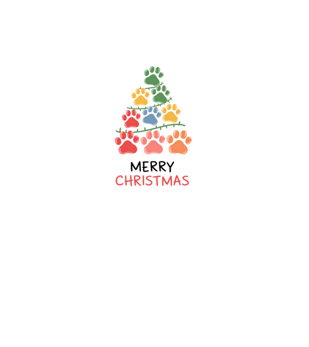 Merry Christmas Paws Alb model alb pe tricou