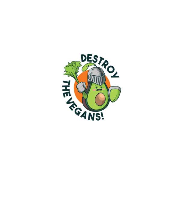 Destroy the Vegans - tricou amuzant războinic Avocado model gri pe tricou