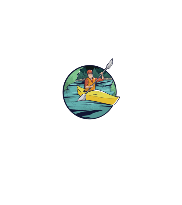 Caiac-canoe model negru pe tricou