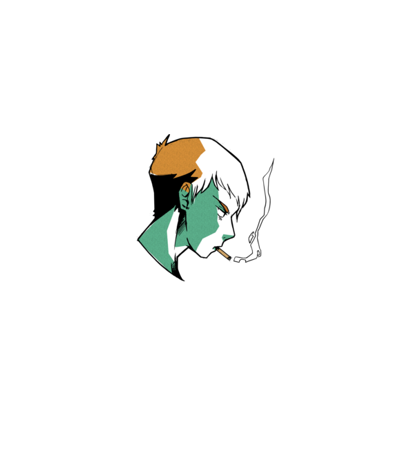 Anime băiat fumător model verde pe tricou