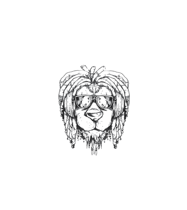 Leu Dreadlock model alb pe tricou