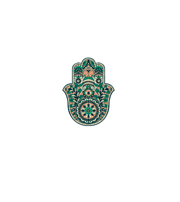 Mână Hamza - Mâna lui Dumnezeu Mandala model alb pe tricou