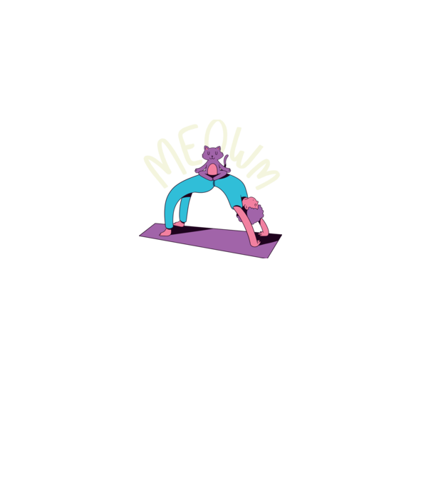 Meowm - Pisică Yoga model albastru închis pe tricou
