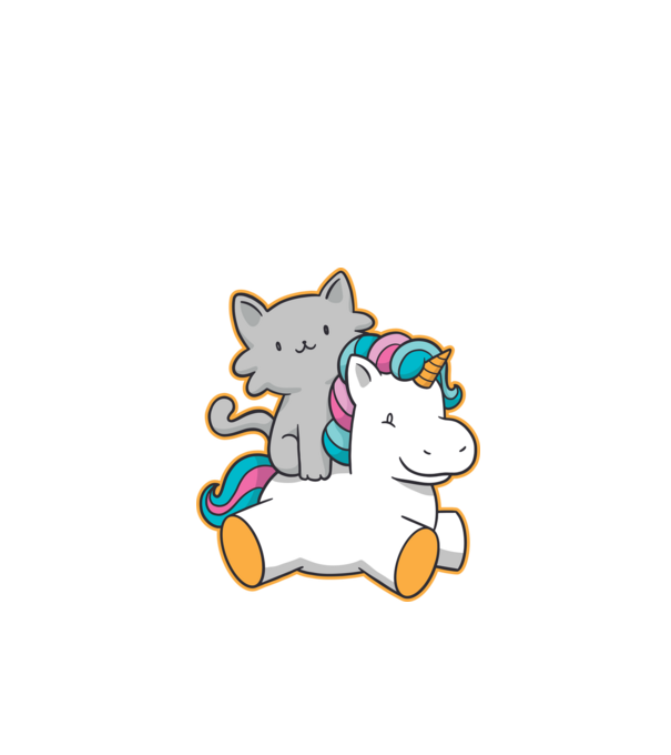Unicorn Cu pisică model negru pe tricou